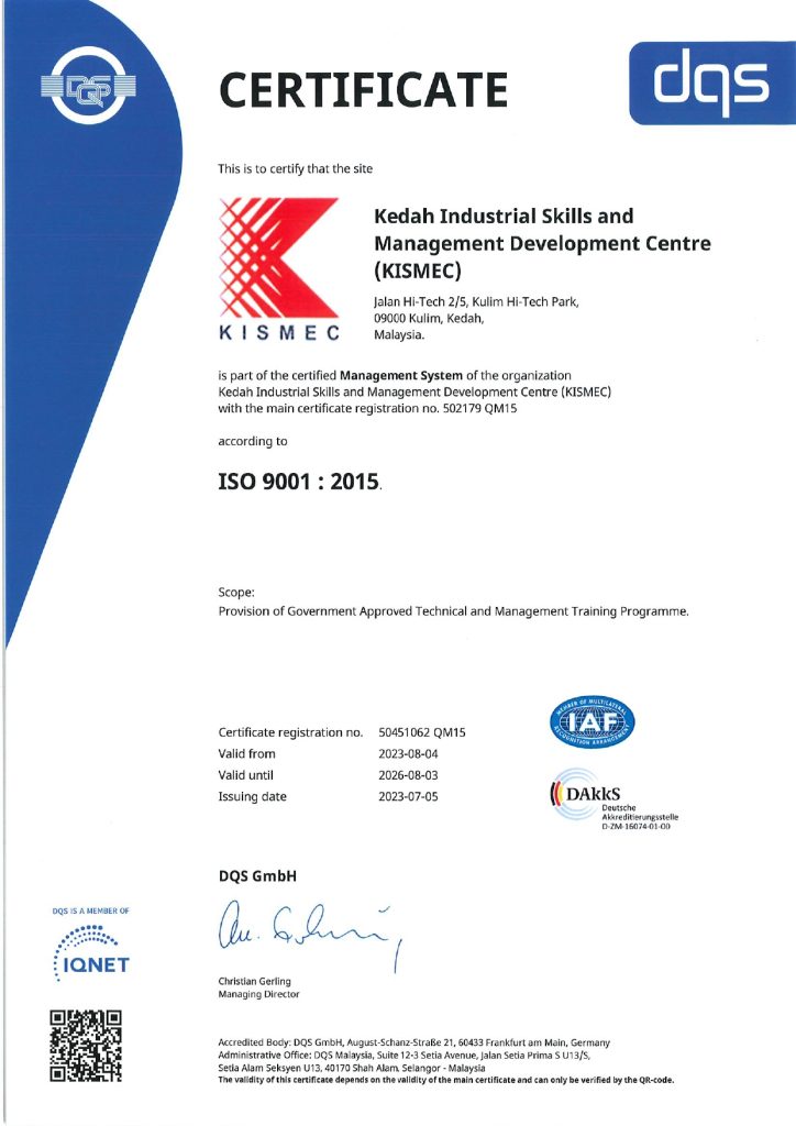 ISO 9001 : 2015 - KISMEC